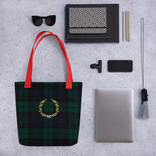 Load image into Gallery viewer, ROYAL GREEN TARTAN PLAID Tote bag