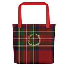 Load image into Gallery viewer, ROYAL RED TARTAN PLAID Tote bag