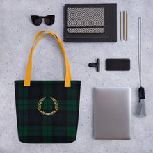 Load image into Gallery viewer, ROYAL GREEN TARTAN PLAID Tote bag