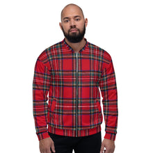 Load image into Gallery viewer, RED TARTAN PLAID Unisex Bomber Jacket