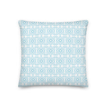 Load image into Gallery viewer, White And Turquoise Pattern Pillow