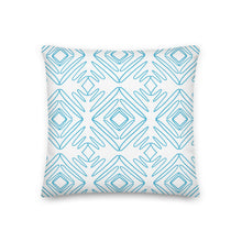 Load image into Gallery viewer, White And Turquoise Pattern Pillow