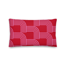 Load image into Gallery viewer, Pink on Red Modern Curve Pillow