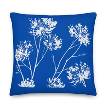 Load image into Gallery viewer, COASTAL Royal Blue And White Floral Pillow