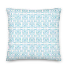 Load image into Gallery viewer, White And Turquoise Pattern Pillow
