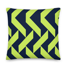 Load image into Gallery viewer, Lime Green and Navy Modern Print Pillow
