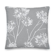 Load image into Gallery viewer, COASTAL Gray And White Floral Pillow
