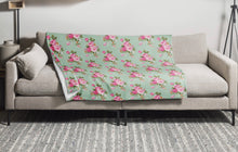 Load image into Gallery viewer, COTTAGE FLORAL SAGE GREEN Throw Blanket