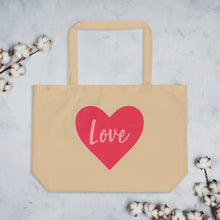 Load image into Gallery viewer, LOVE Large organic tote bag