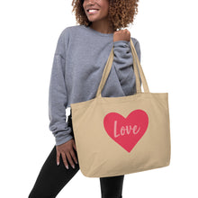 Load image into Gallery viewer, LOVE Large organic tote bag