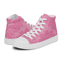 Load image into Gallery viewer, HIGH PINK DAMASK Women’s high top canvas shoes