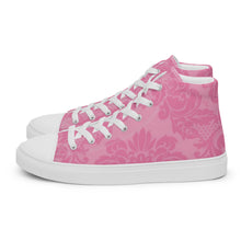 Load image into Gallery viewer, HIGH PINK DAMASK Women’s high top canvas shoes