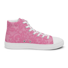 Load image into Gallery viewer, HIGH PINK DAMASK Women’s high top canvas shoes