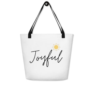 JOYFUL All-Over Print Large Tote Bag