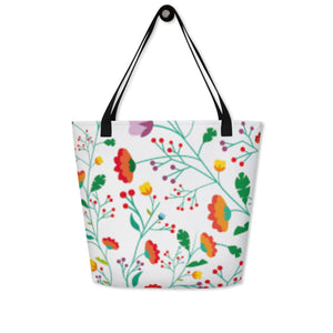 FIELD OF FLOWERS All-Over Print Large Tote Bag