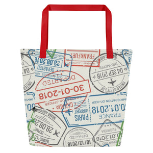 TRAVEL All-Over Print Large Tote Bag