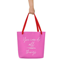 Load image into Gallery viewer, YOU CAN DO ALL THINGS All-Over Print Large Tote Bag
