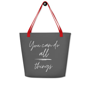 YOU CAN DO ALL THINGS All-Over Print Large Tote Bag