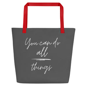 YOU CAN DO ALL THINGS All-Over Print Large Tote Bag