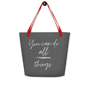 YOU CAN DO ALL THINGS All-Over Print Large Tote Bag