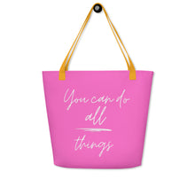 Load image into Gallery viewer, YOU CAN DO ALL THINGS All-Over Print Large Tote Bag
