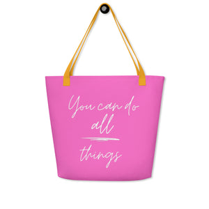 YOU CAN DO ALL THINGS All-Over Print Large Tote Bag