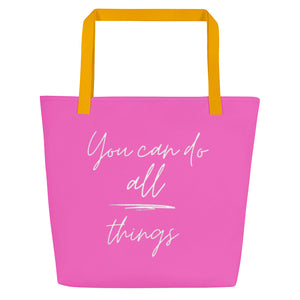 YOU CAN DO ALL THINGS All-Over Print Large Tote Bag