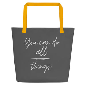 YOU CAN DO ALL THINGS All-Over Print Large Tote Bag