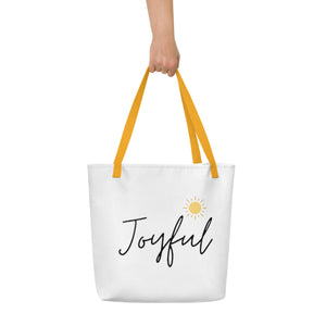 JOYFUL All-Over Print Large Tote Bag