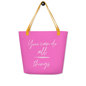 YOU CAN DO ALL THINGS All-Over Print Large Tote Bag