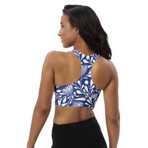 BLUE FLORAL Longline sports bra