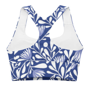 BLUE FLORAL Longline sports bra