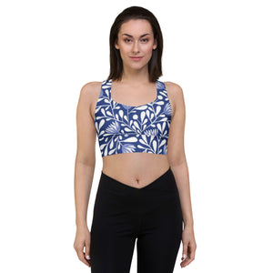 BLUE FLORAL Longline sports bra