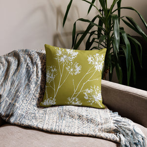 COASTAL Moss Green Floral Pillow