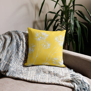 COASTAL Yellow Floral Premium Pillow