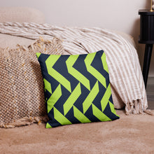 Load image into Gallery viewer, Lime Green and Navy Modern Print Pillow
