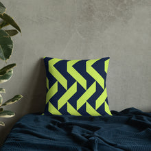 Load image into Gallery viewer, Lime Green and Navy Modern Print Pillow
