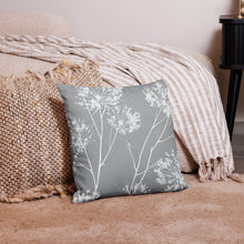 Load image into Gallery viewer, COASTAL Gray And White Floral Pillow
