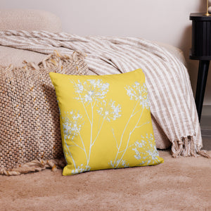 COASTAL Yellow Floral Premium Pillow