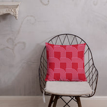 Load image into Gallery viewer, Pink on Red Modern Curve Pillow

