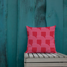 Load image into Gallery viewer, Pink on Red Modern Curve Pillow
