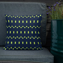Load image into Gallery viewer, Lime Green and Navy Modern Print Pillow
