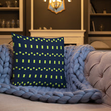 Load image into Gallery viewer, Lime Green and Navy Modern Print Pillow
