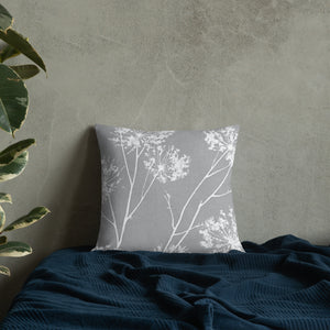 COASTAL Gray And White Floral Pillow