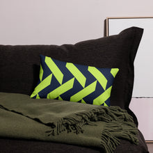 Load image into Gallery viewer, Lime Green and Navy Modern Print Pillow

