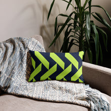 Load image into Gallery viewer, Lime Green and Navy Modern Print Pillow
