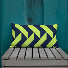 Load image into Gallery viewer, Lime Green and Navy Modern Print Pillow
