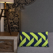 Load image into Gallery viewer, Lime Green and Navy Modern Print Pillow
