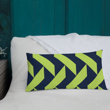 Load image into Gallery viewer, Lime Green and Navy Modern Print Pillow
