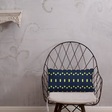 Load image into Gallery viewer, Lime Green and Navy Modern Print Pillow
